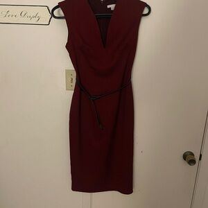 New York & Company Deep Red Midi Dress